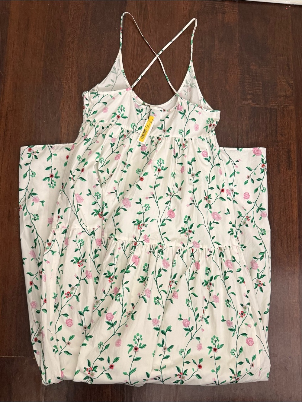 NWT Longchamp SS23 Floral Botanical Tiered Maxi Dress in White Floral Sz US 4 - Picture 9 of 17